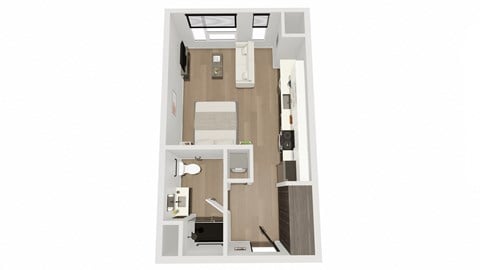 Floor plan for studio, 1 bath, 488 sqft